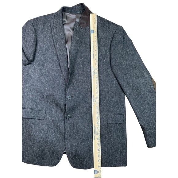 Calvin Klein Jacket Sport Coat 46R Speckled Brown Slim Fit Wool Silk Elbow Patch - Picture 16 of 16